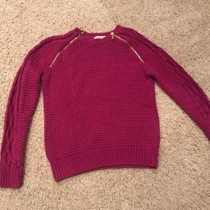 💜Michael Kors Pink Front Zipper Sweater